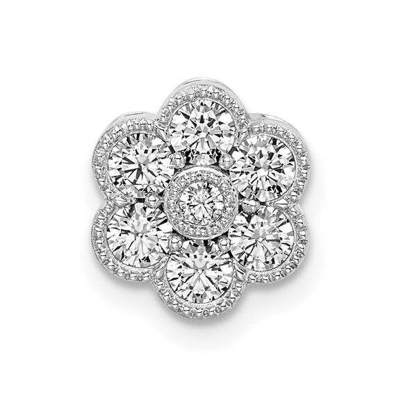 Kazi Luxury 14k White Gold Floral Diamond Chain Slide
